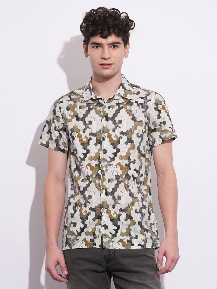 Olive Regular Fit Regular Collar Men's Shirt by Being Human Clothing