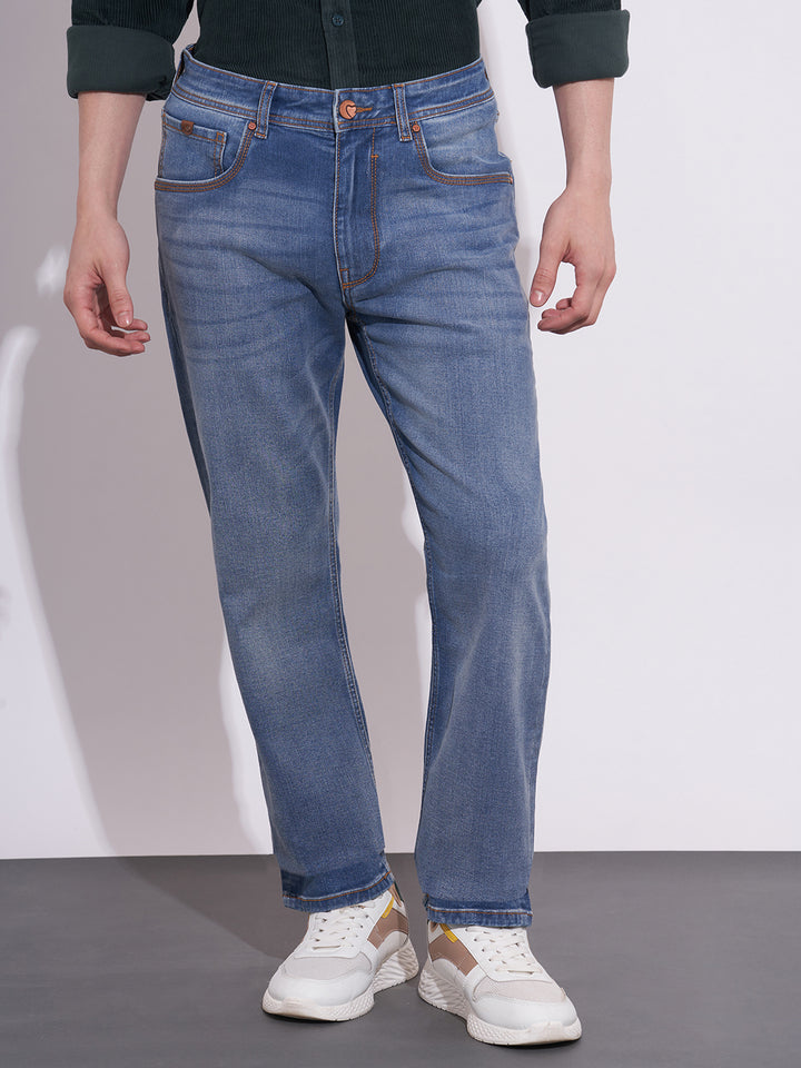 Blue Krypton-Straight Fit Denims for Men