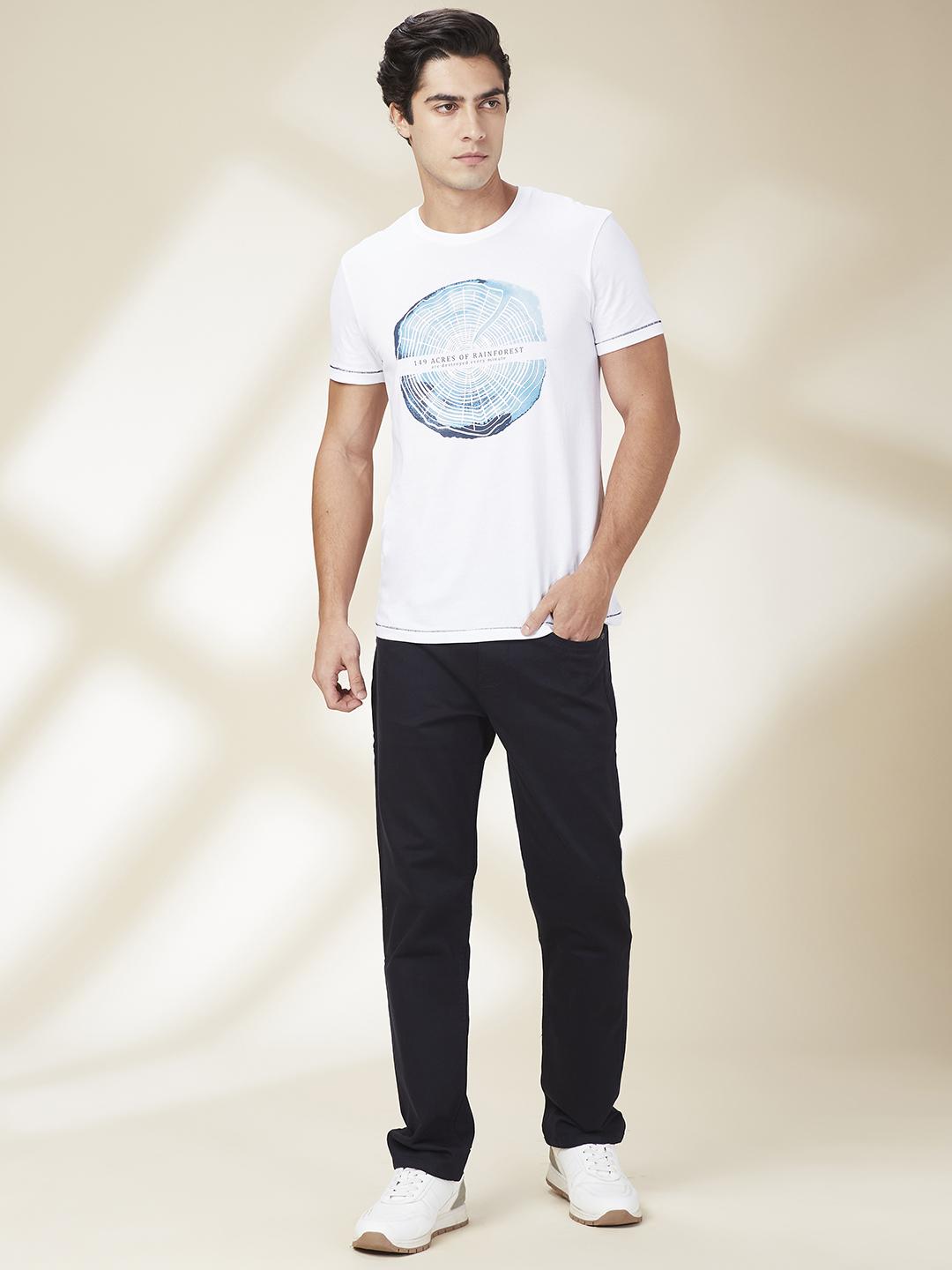 Navy Straight Fit Denims For Men By Being Human Clothing