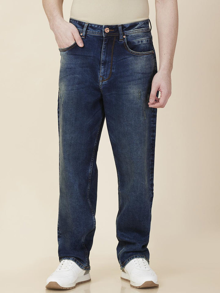 Blue Anti Fit Denims For Men By Being Human Clothing
