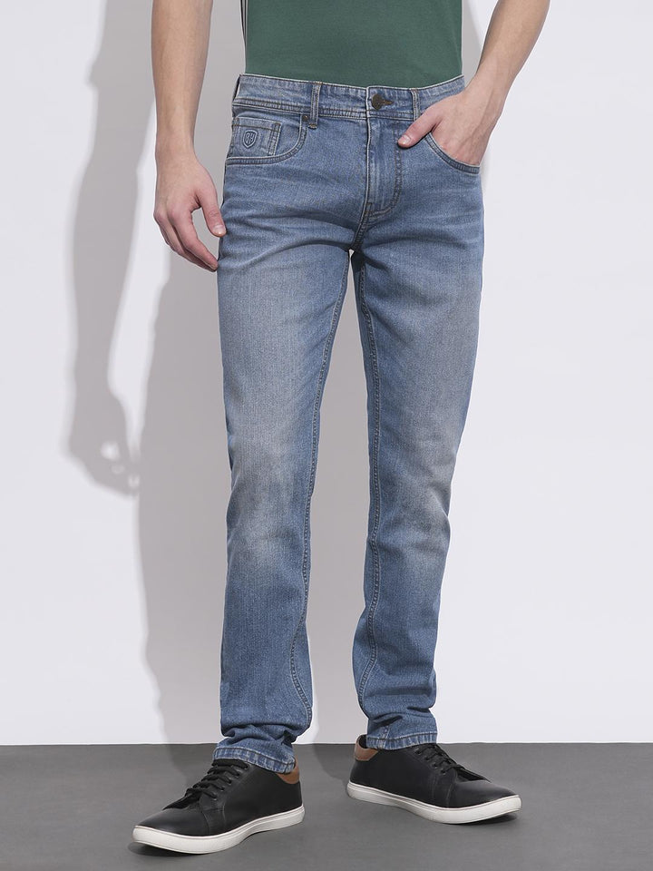 Blue Neon-Slim Fit Denims for Men by Being Human Clothing
