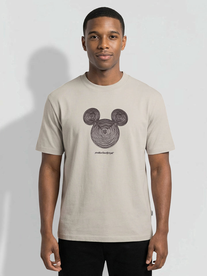 Mickey Mouse Beige Easy Fit Men's Round Neck T-Shirt by Being Human Clothing 