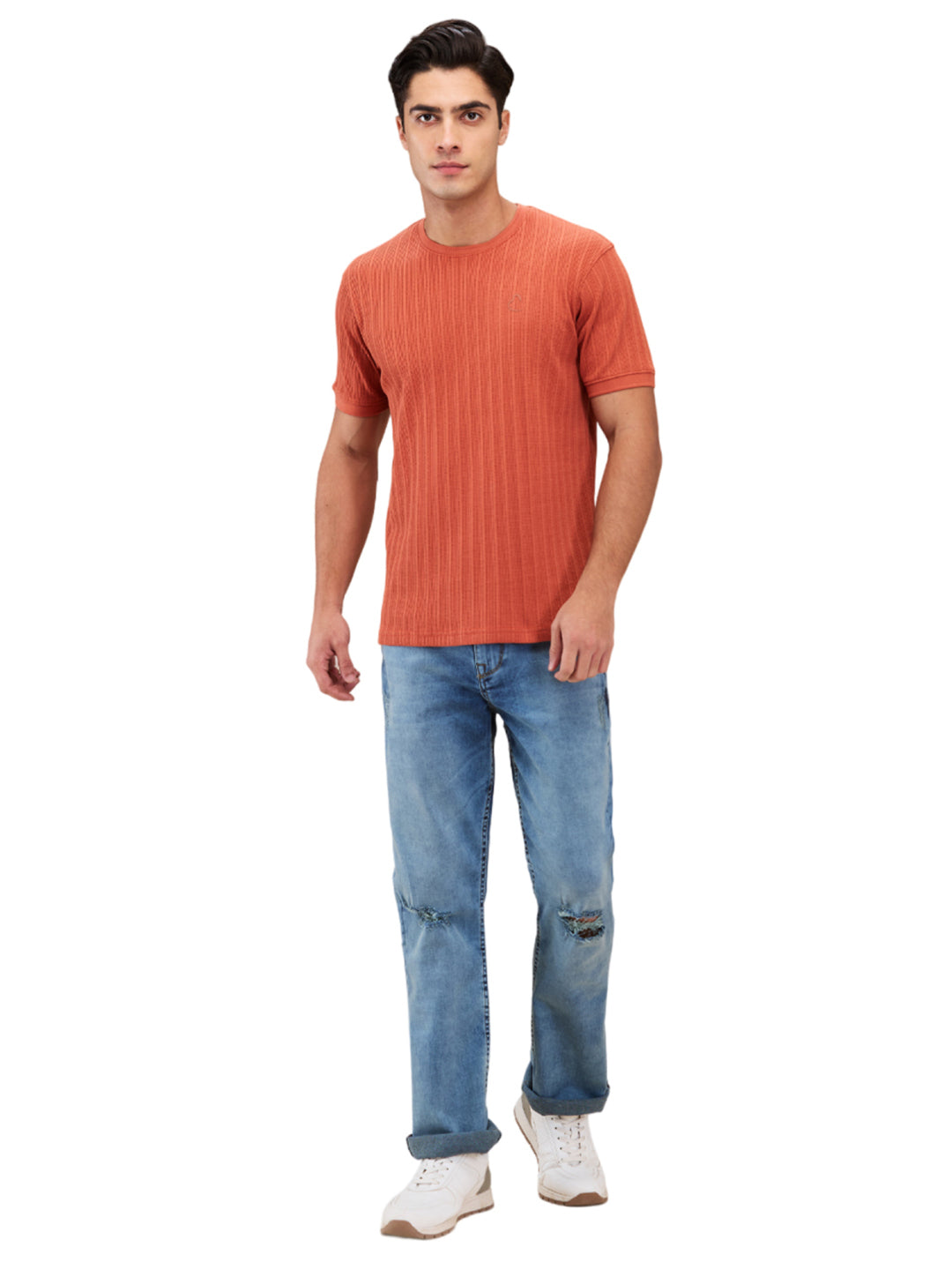 Light Blue Cropped Fit Denims For Men By Being Human Clothing