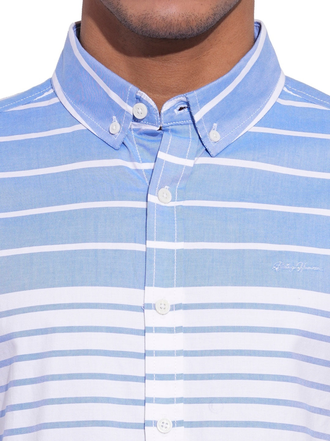 Blue Regular Fit Regular Collar Men's Shirt by Being Human Clothing