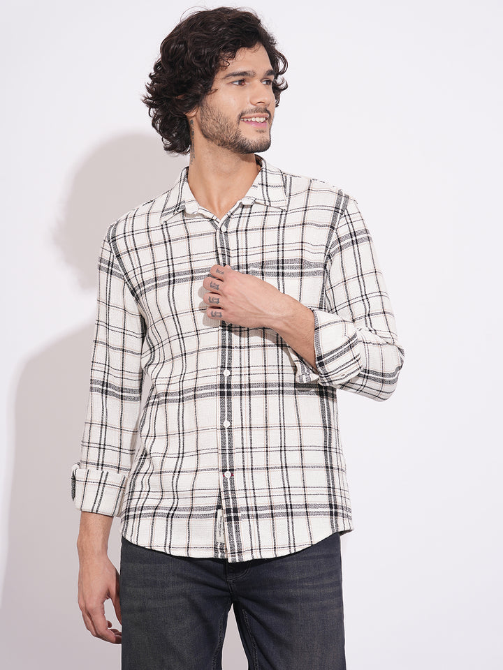 Ecru Regular Fit Regular Collar Men's Shirt
