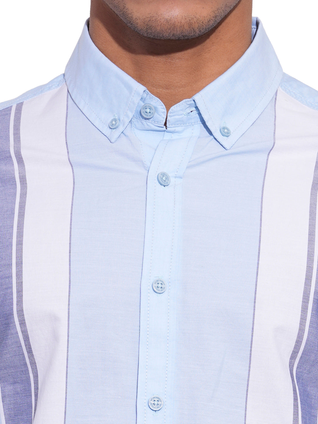 Light Blue Regular Fit Regular Collar Men's Shirt by Being Human Clothing