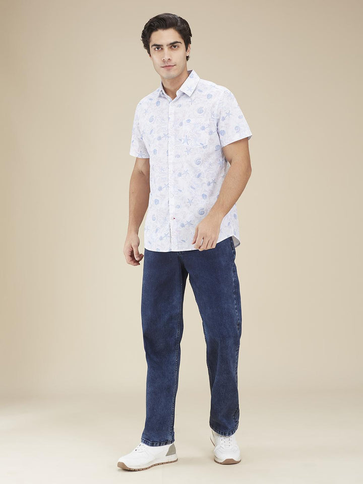 White Regular Fit Regular Collar Men's Shirt by Being Human Clothing
