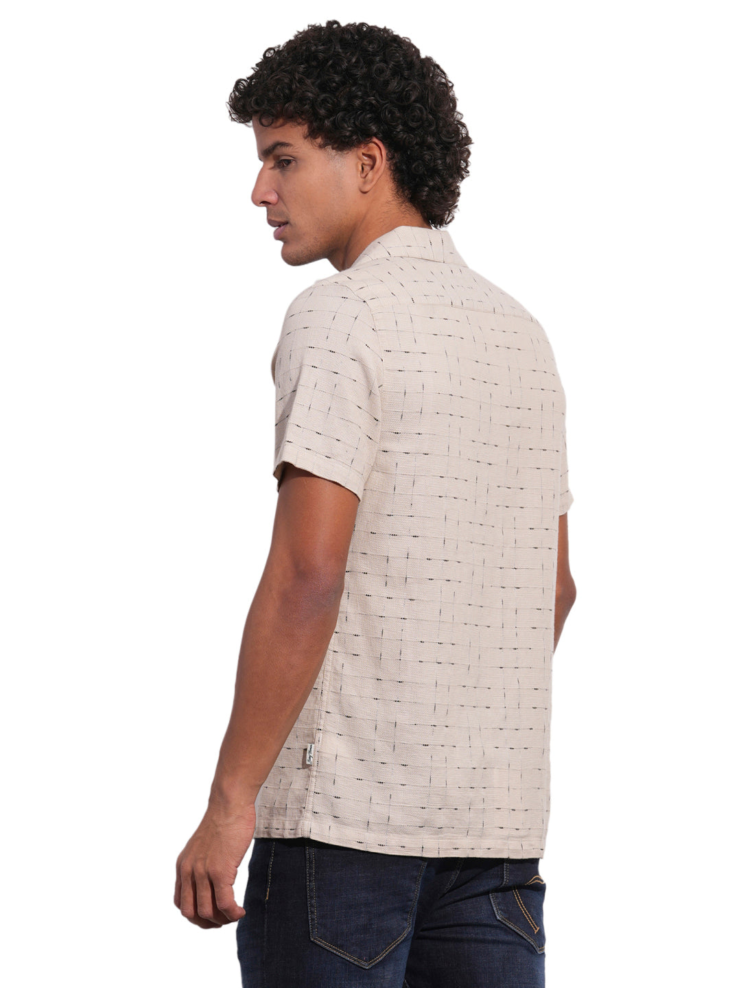 Beige Easy Fit Regular Collar Men's Shirt by Being Human Clothing