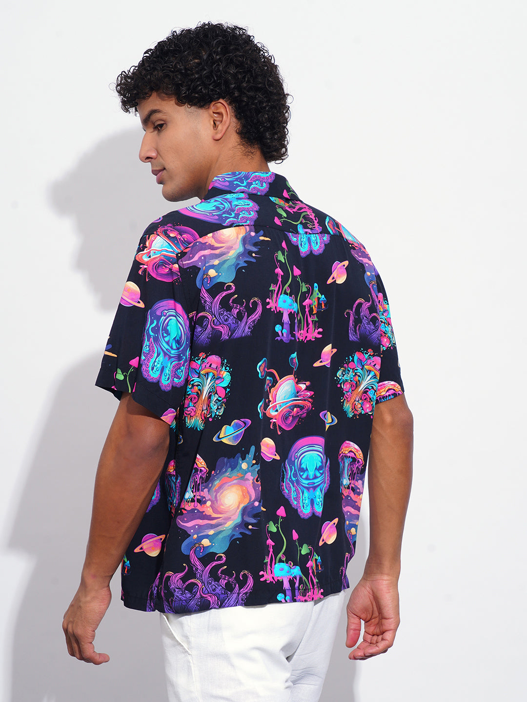 Black Easy Fit Regular Collar Men's Shirt by Being Human Clothing