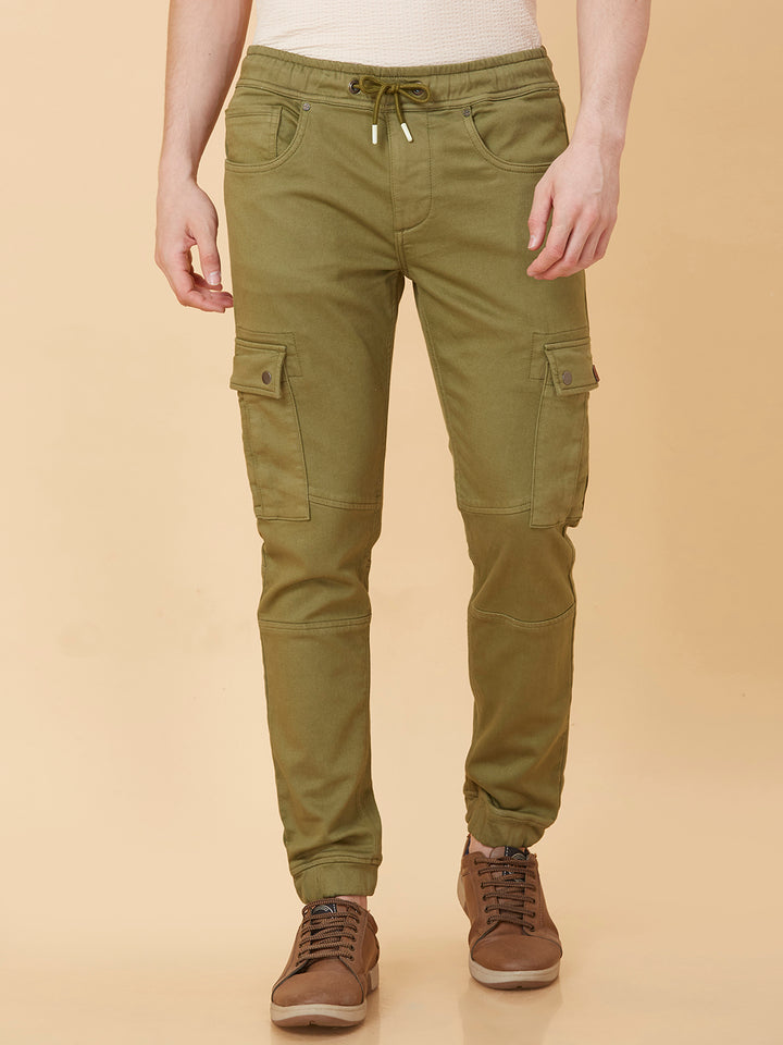 Olive Slim Fit Joggers For Men By Being Human Clothing