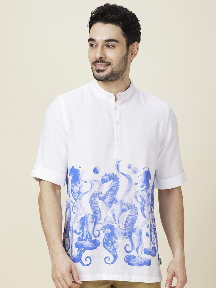 White Regular Fit Regular Collar Men's Shirt by Being Human Clothing