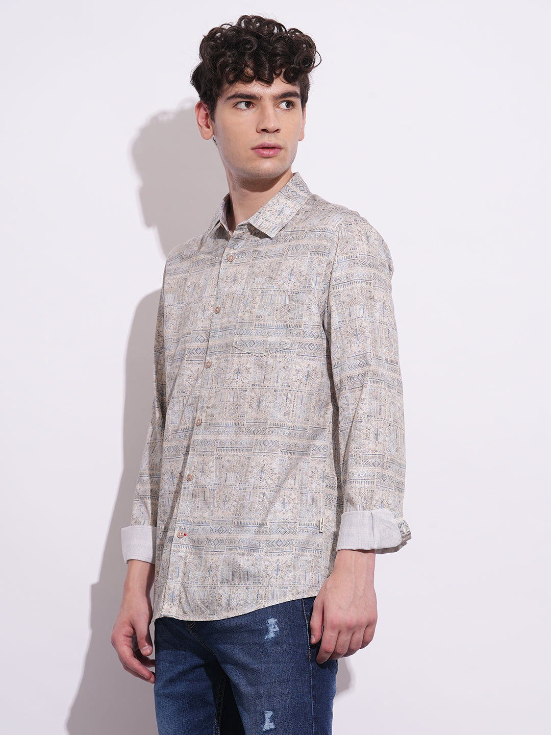 Blue Regular Fit Regular Collar Men's Shirt by Being Human Clothing