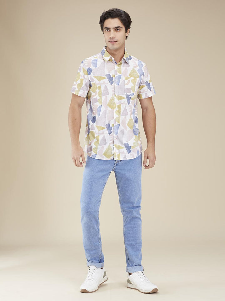 White Regular Fit Regular Collar Men's Shirt by Being Human Clothing