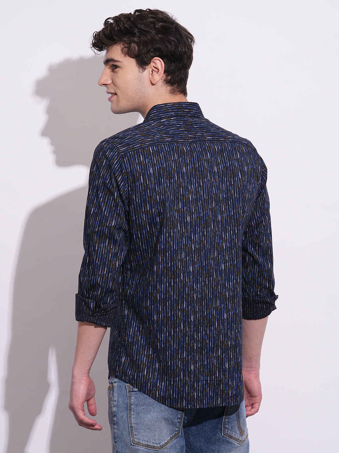 Navy Regular Fit Regular Collar Men's Shirt by Being Human Clothing