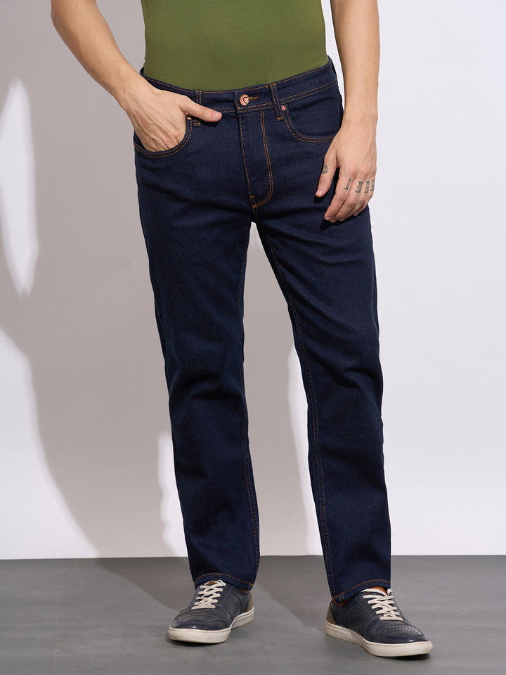 Blue Krypton-Straight Fit Denims for Men