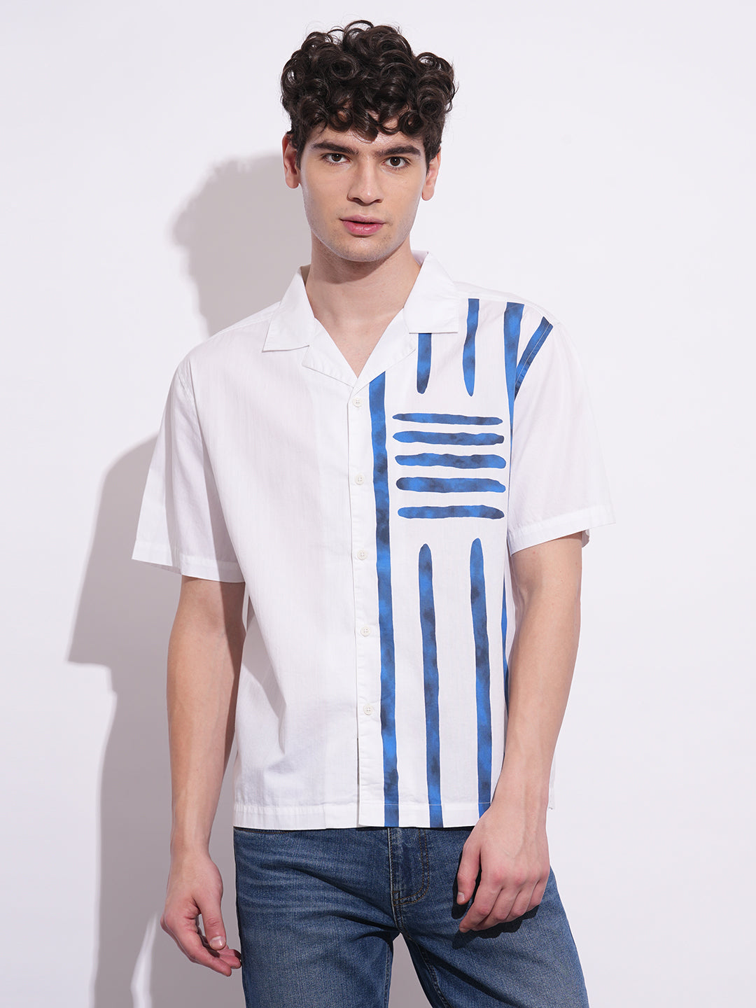 White Regular Fit Regular Collar Men's Shirt by Being Human Clothing