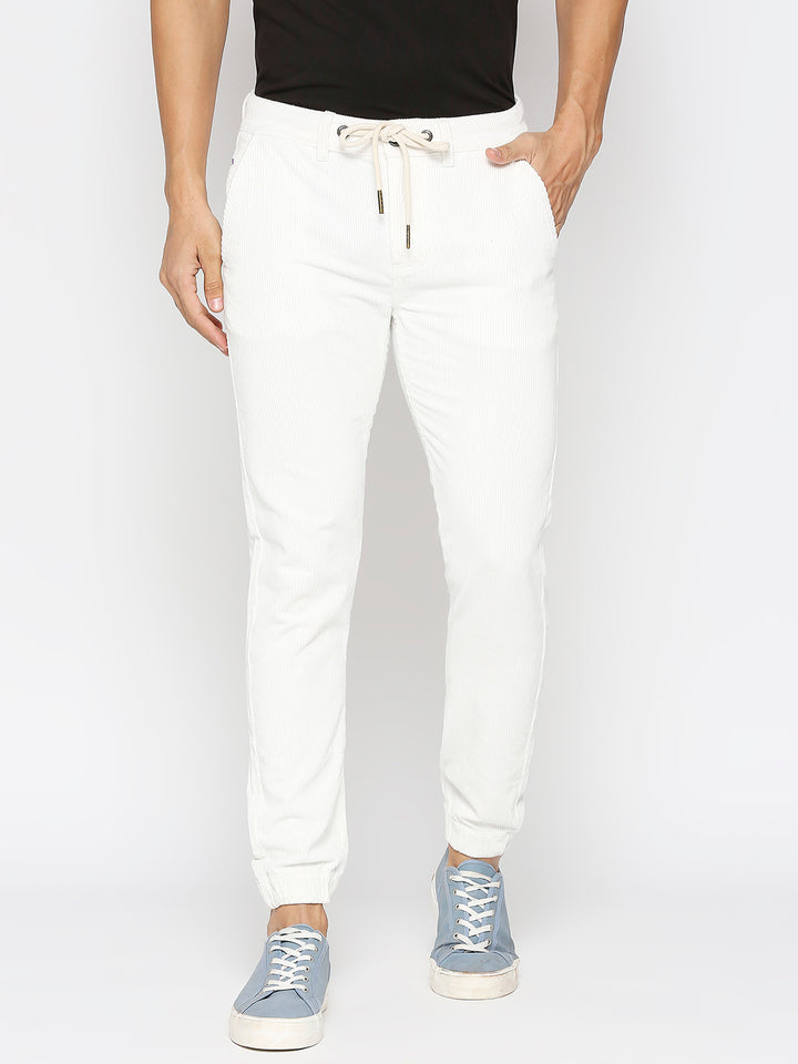 White Oganesson Jogger fit Denims for Men