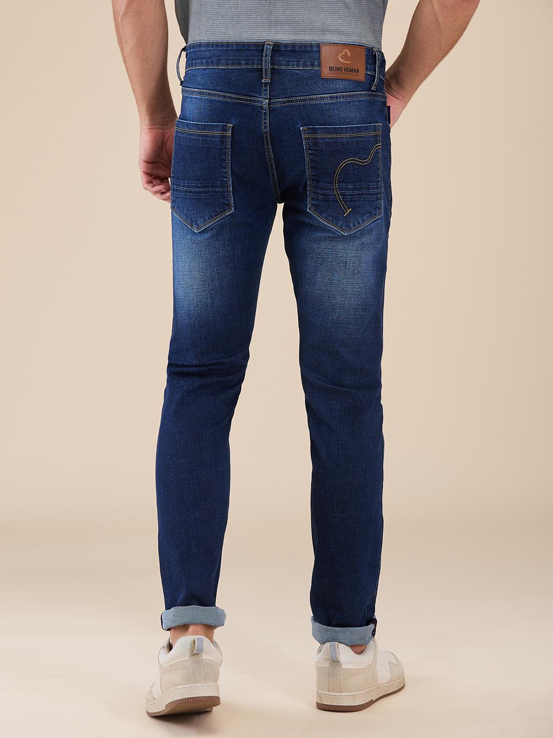Blue Slim Fit Denims For Men By Being Human Clothing