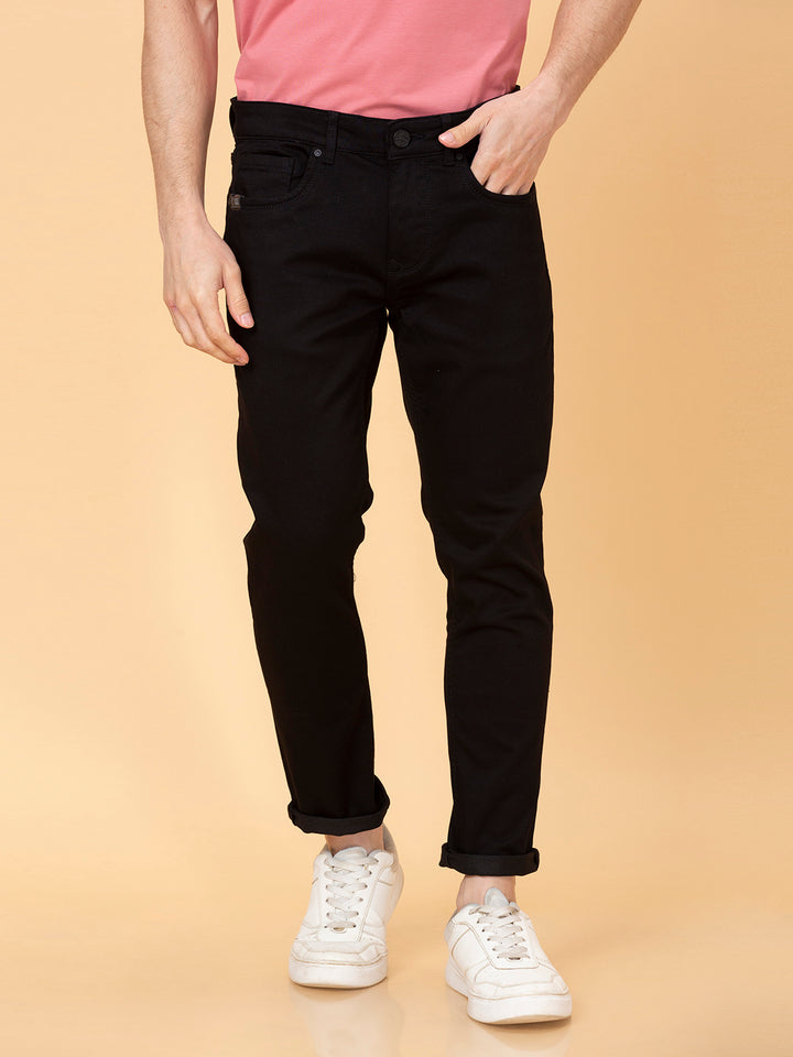 Black Cropped Fit Denims For Men By Being Human Clothing