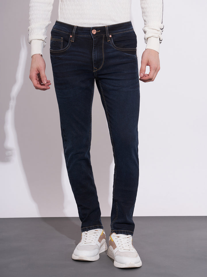 Blue Krypton-Straight Fit Denims for Men