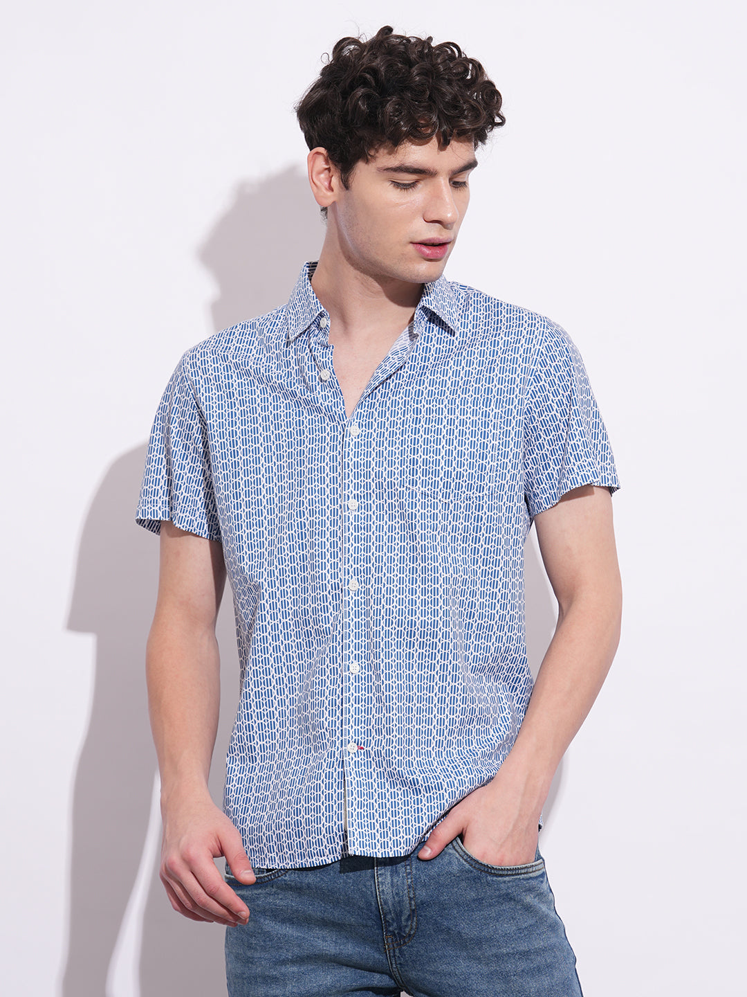 Navy Regular Fit Regular Collar Men's Shirt by Being Human Clothing