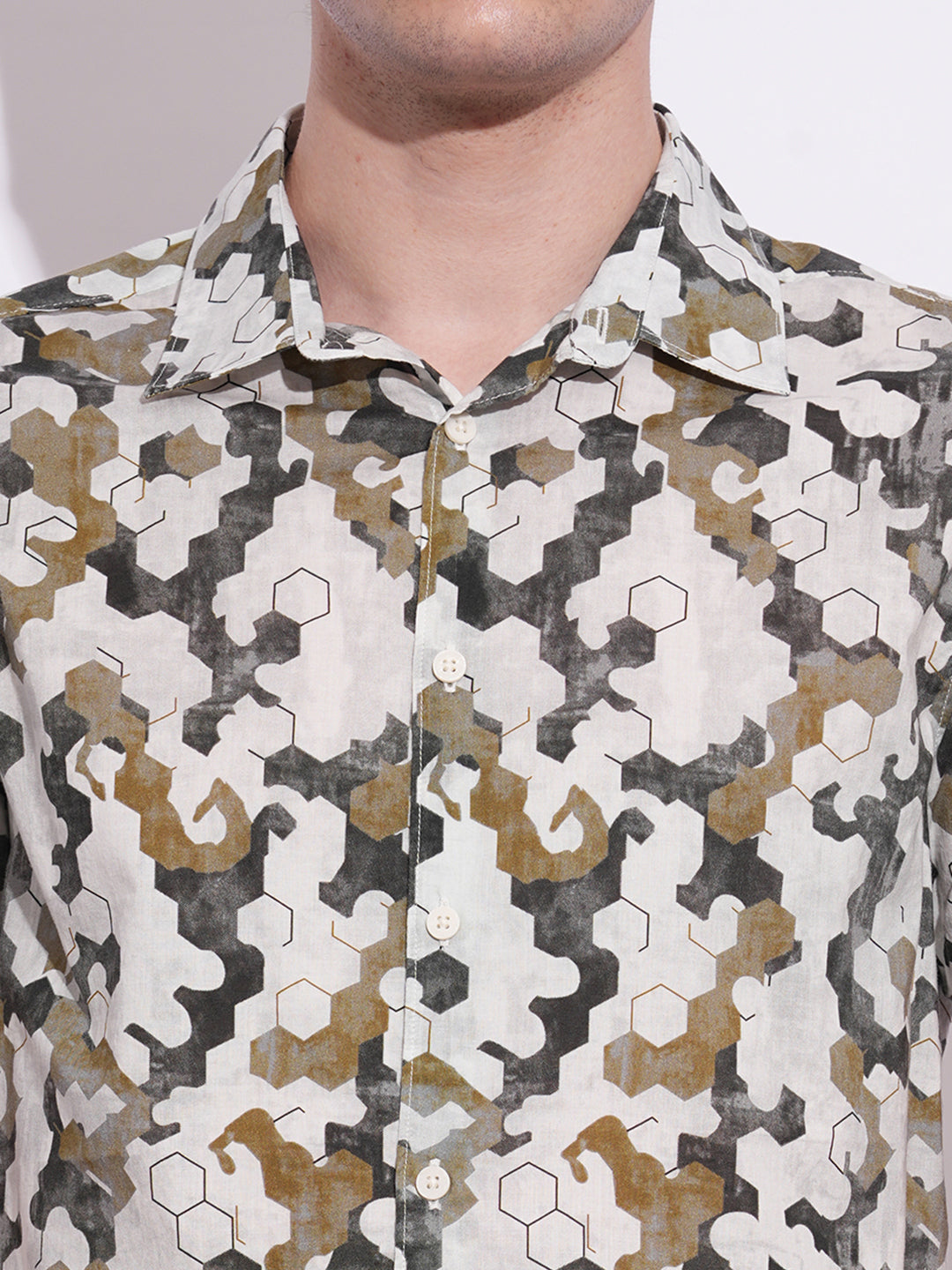 Olive Regular Fit Regular Collar Men's Shirt by Being Human Clothing