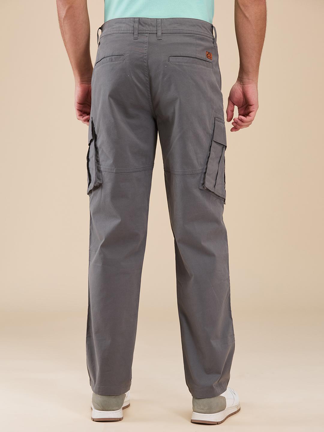 Grey Slim Fit Cargo For Men By Being Human Clothing