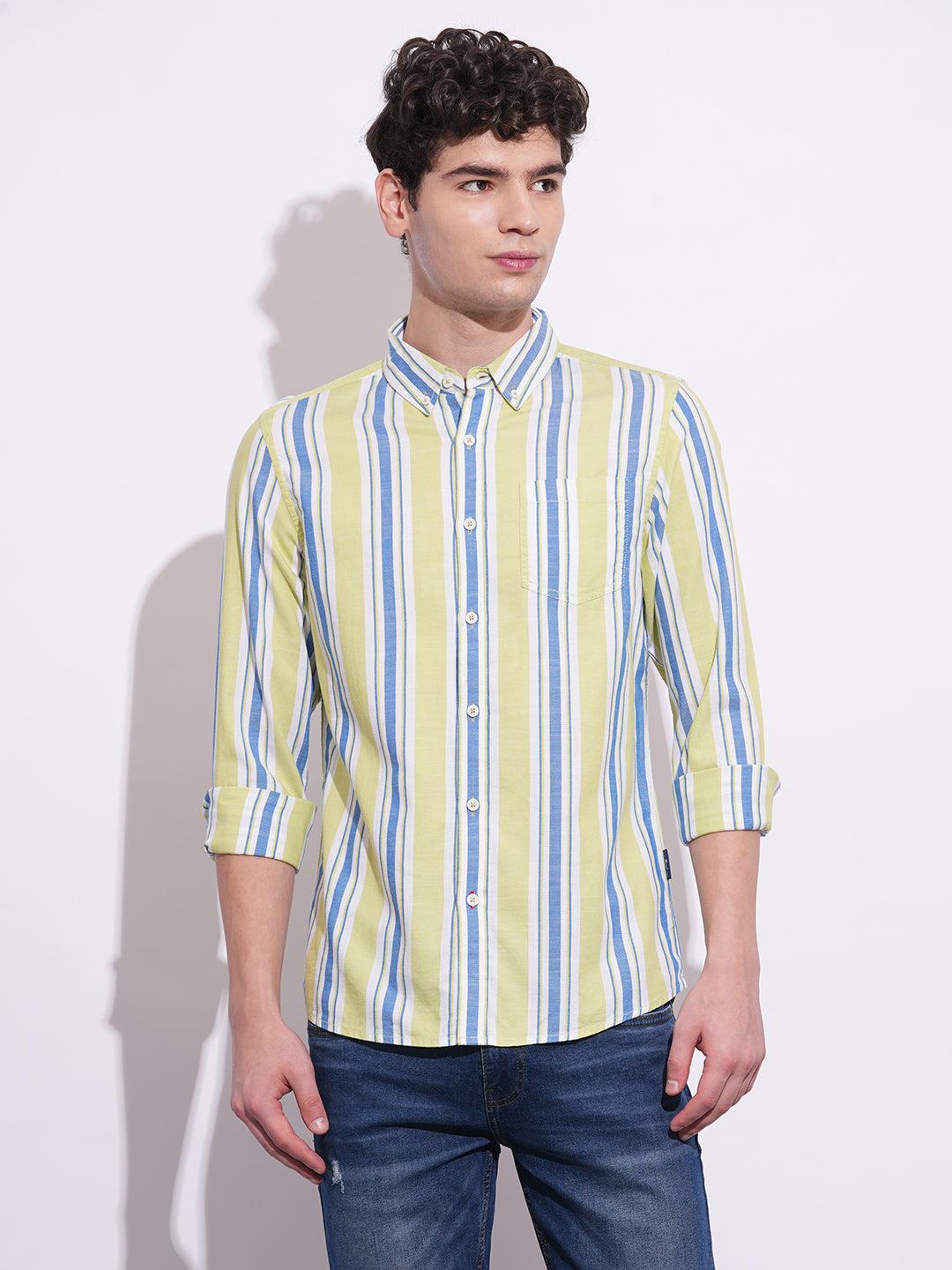 Lime Regular Fit Regular Collar Men's Shirt by Being Human Clothing