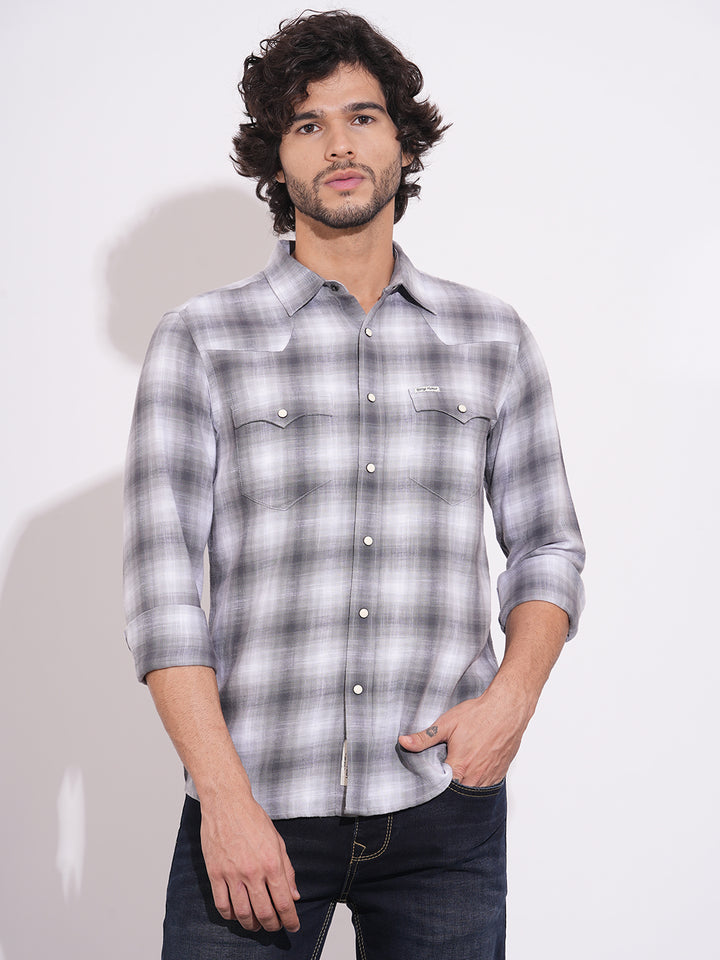 Grey Regular Fit Regular Collar Men's Shirt