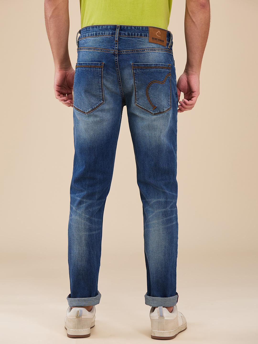 Blue Slim Fit Denims For Men By Being Human Clothing