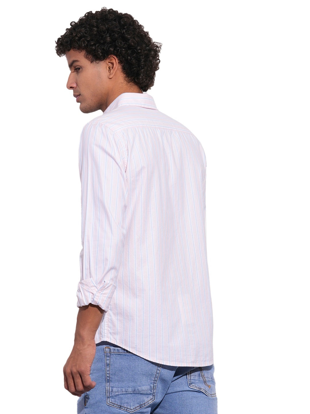 Pink Regular Fit Regular Collar Men's Shirt by Being Human Clothing