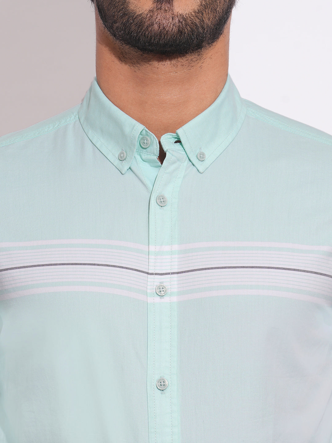 Sea Green Regular Fit Regular Collar Men's Shirt by Being Human Clothing