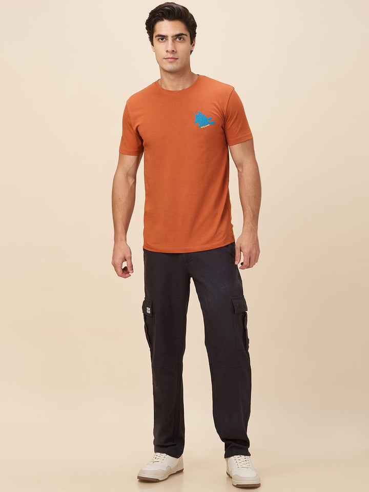 Charcoal Straight Fit Cargo For Men