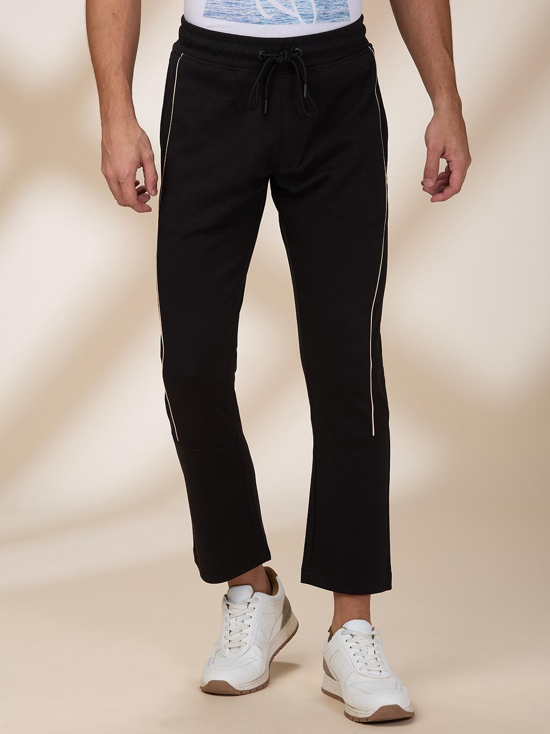 Black Regular Fit Track Pants For Men By Being Human Clothing