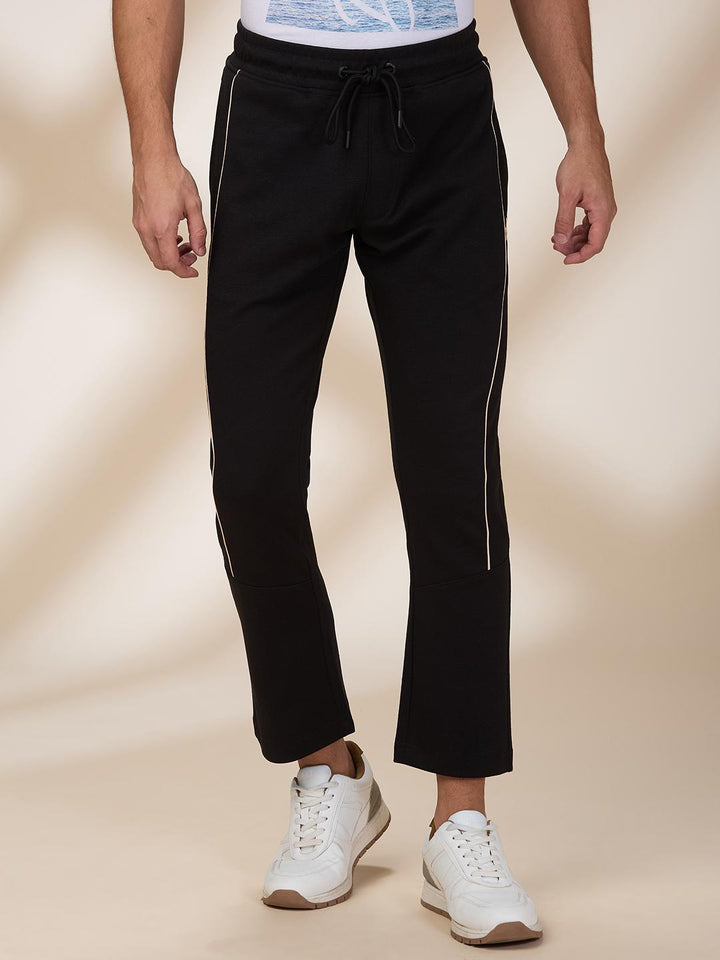 Black Regular Fit Track Pants For Men By Being Human Clothing
