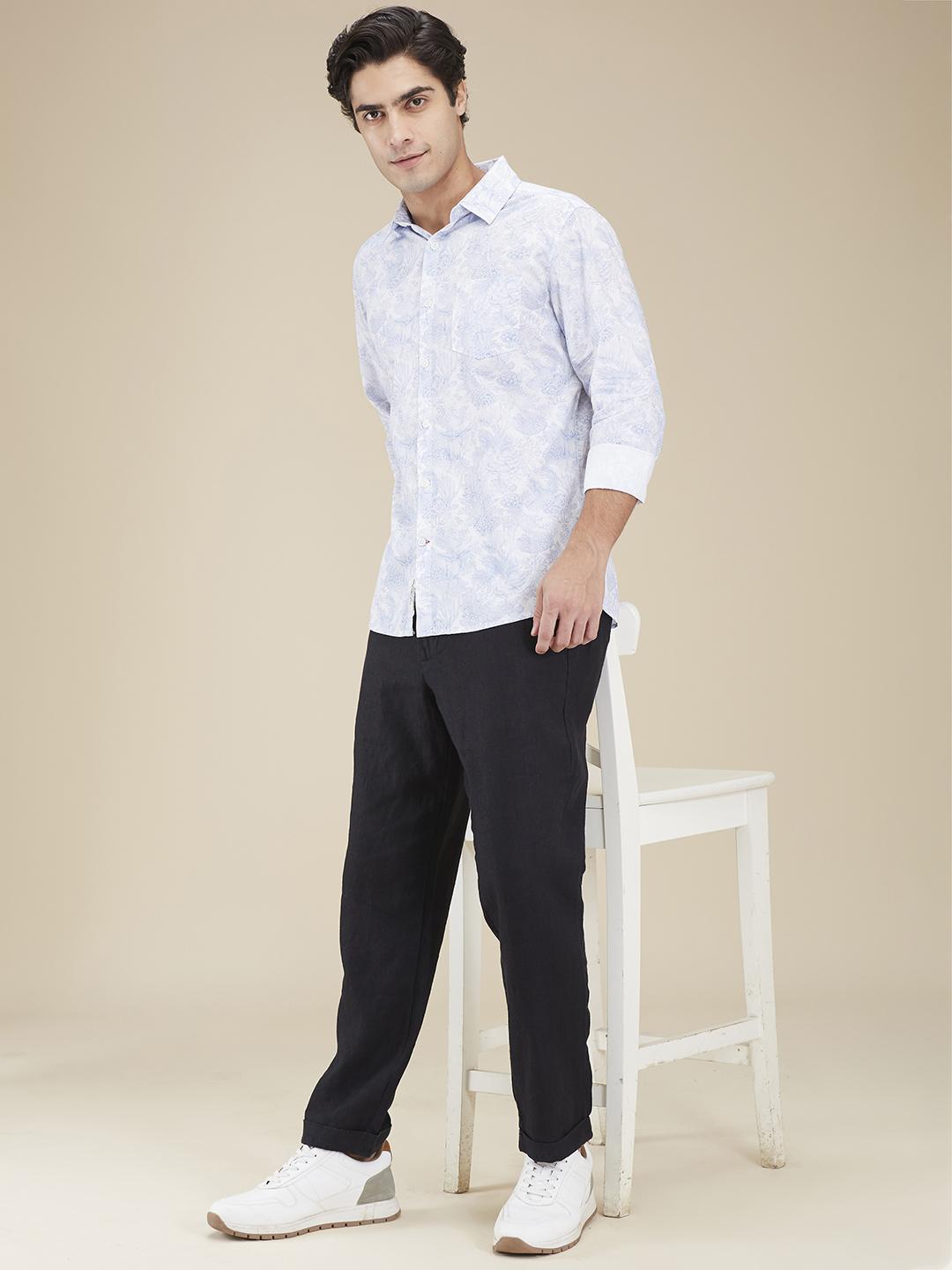 White Regular Fit Regular Collar Men's Shirt by Being Human Clothing