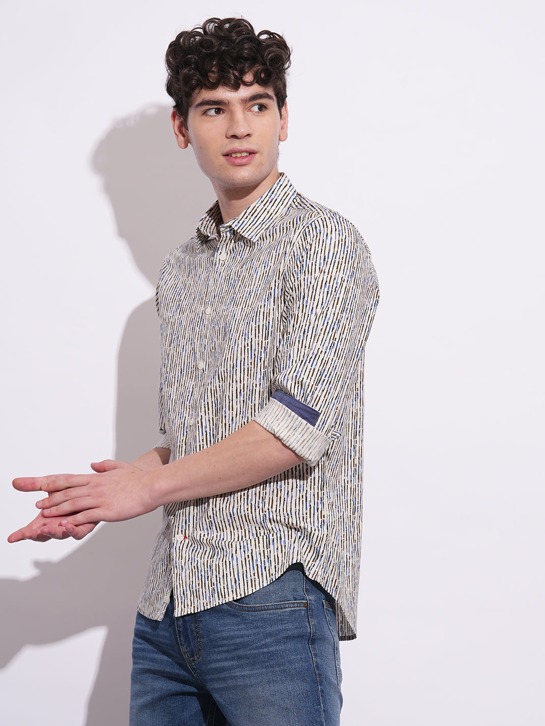 White Regular Fit Regular Collar Men's Shirt by Being Human Clothing