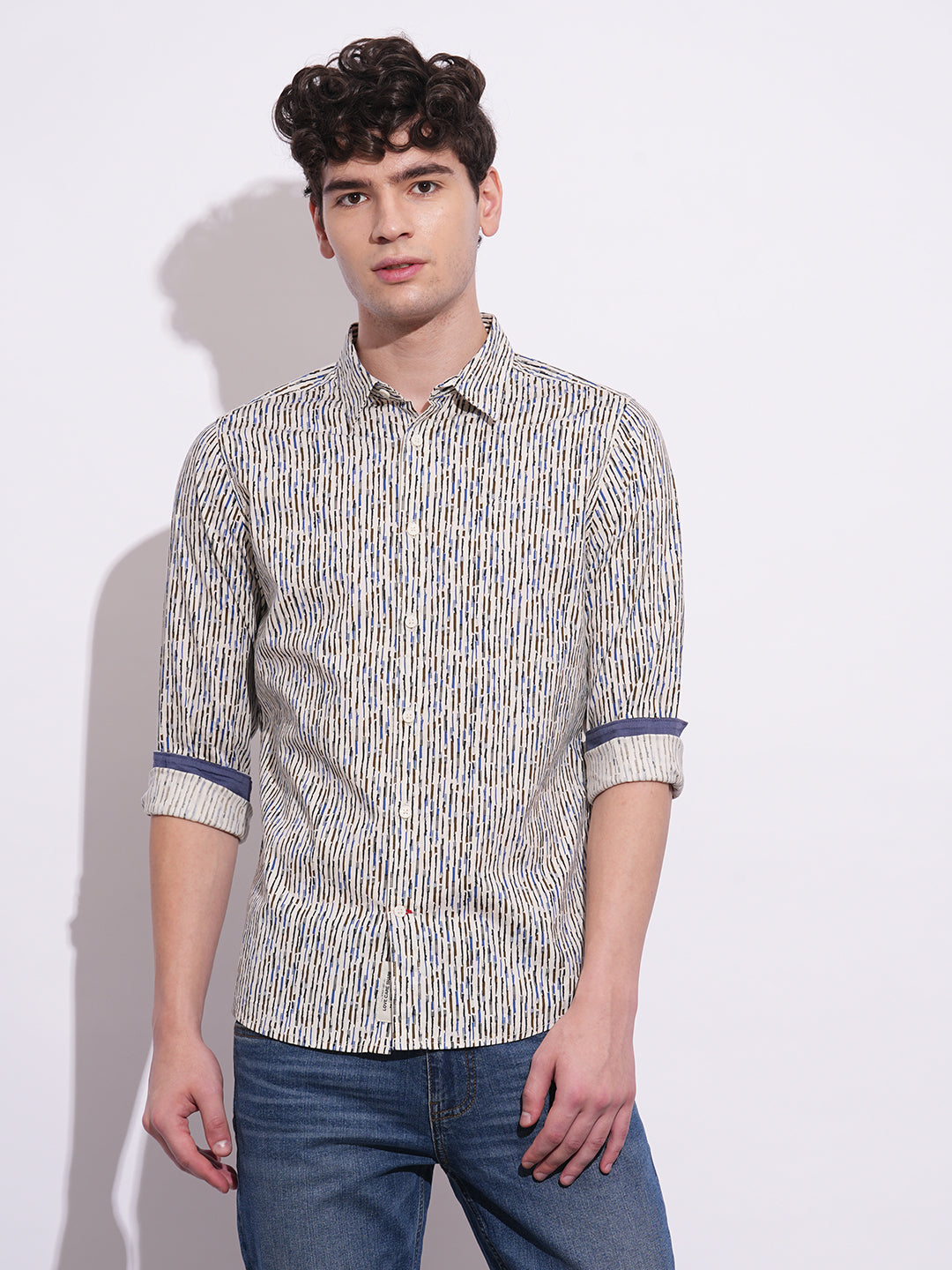 White Regular Fit Regular Collar Men's Shirt by Being Human Clothing