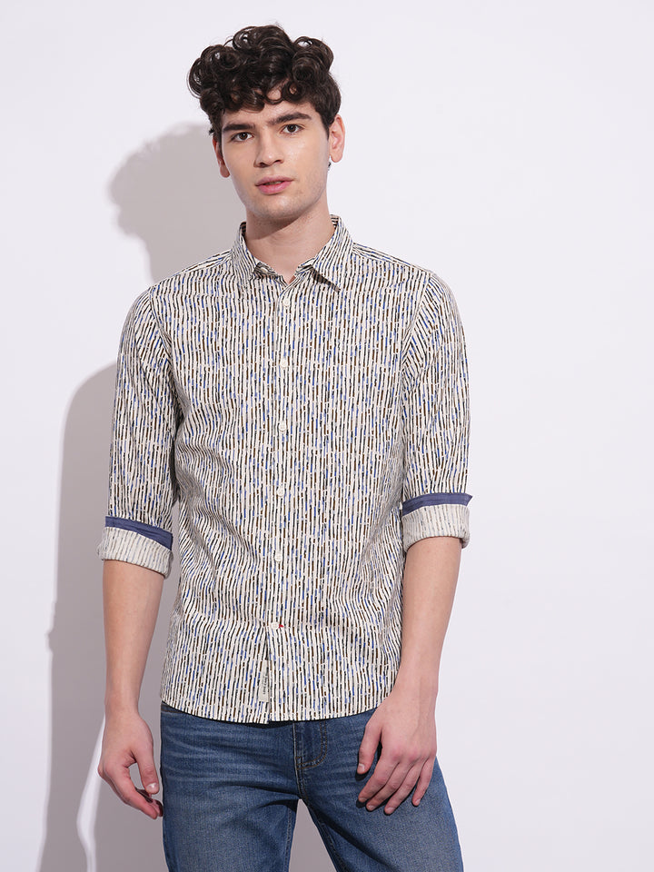 White Regular Fit Regular Collar Men's Shirt by Being Human Clothing