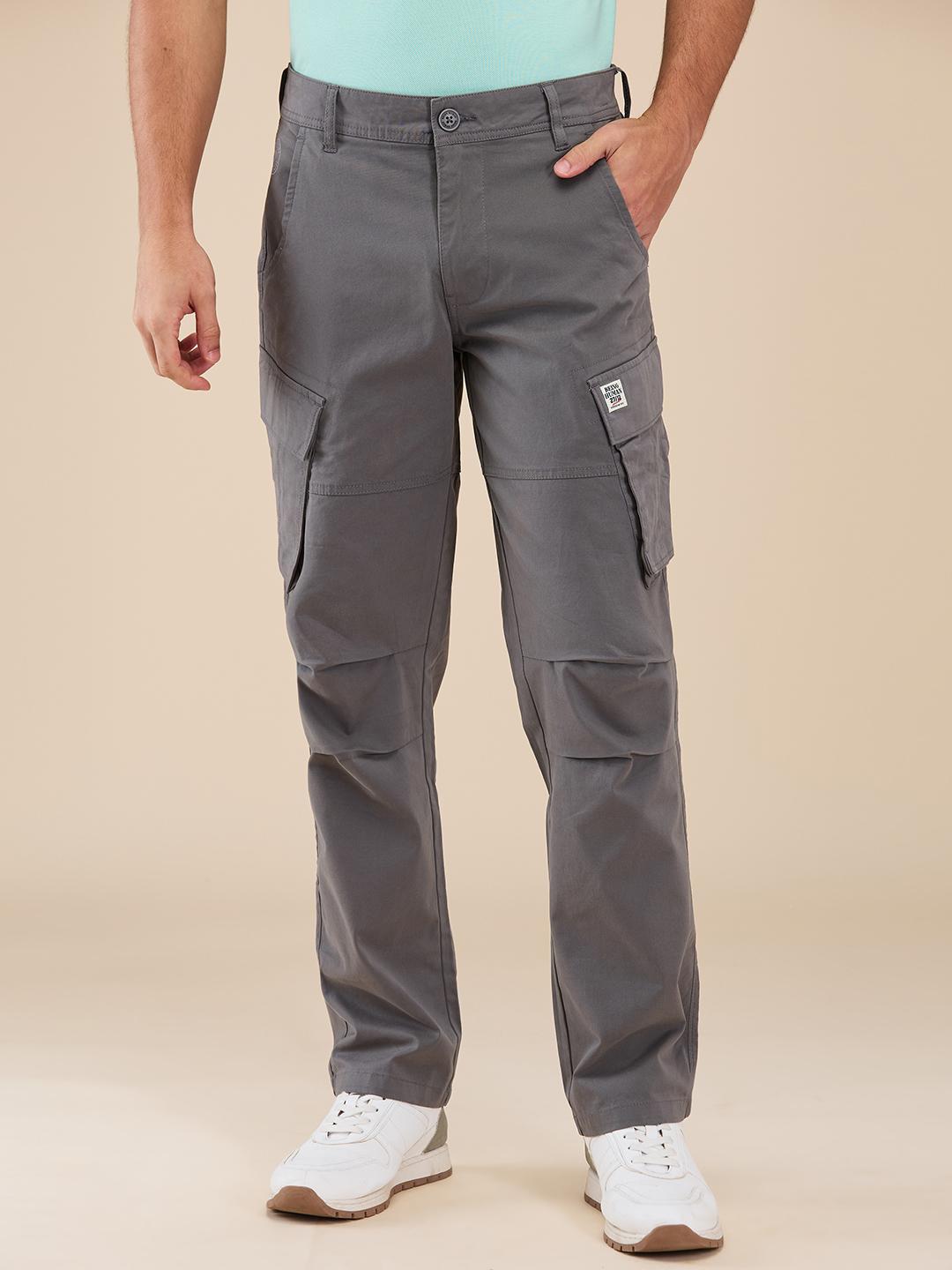 Grey Slim Fit Cargo For Men By Being Human Clothing