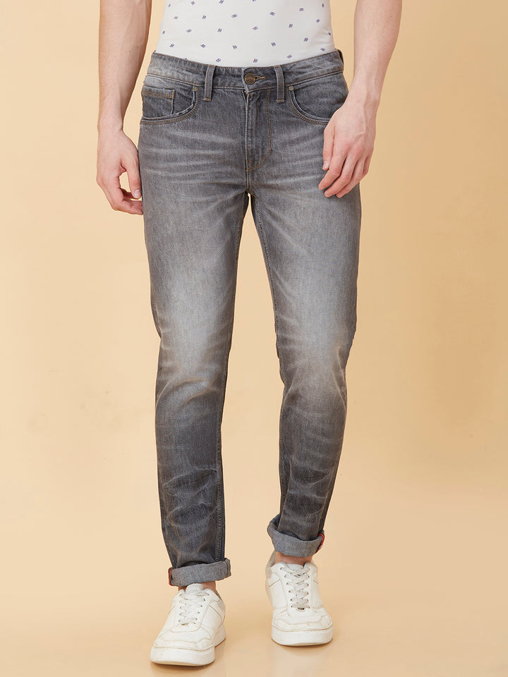 Grey Slim Straight Fit Denims For Men By Being Human Clothing