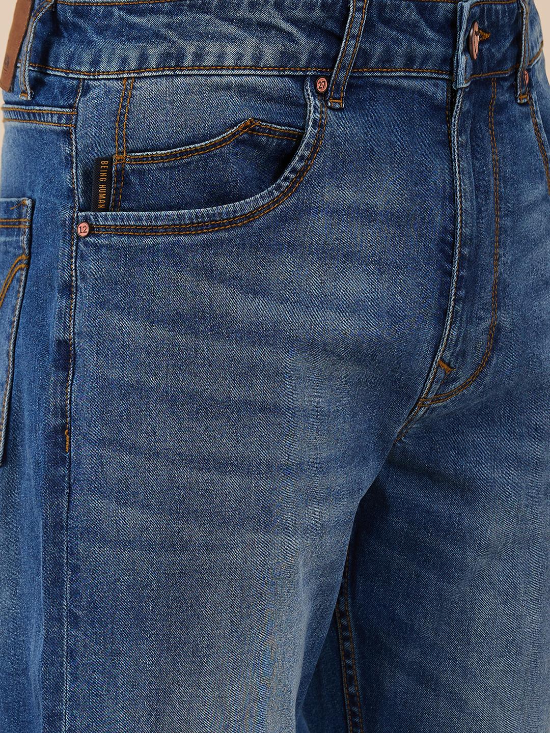 Blue Boot Cut Fit Denims For Men By Being Human Clothing