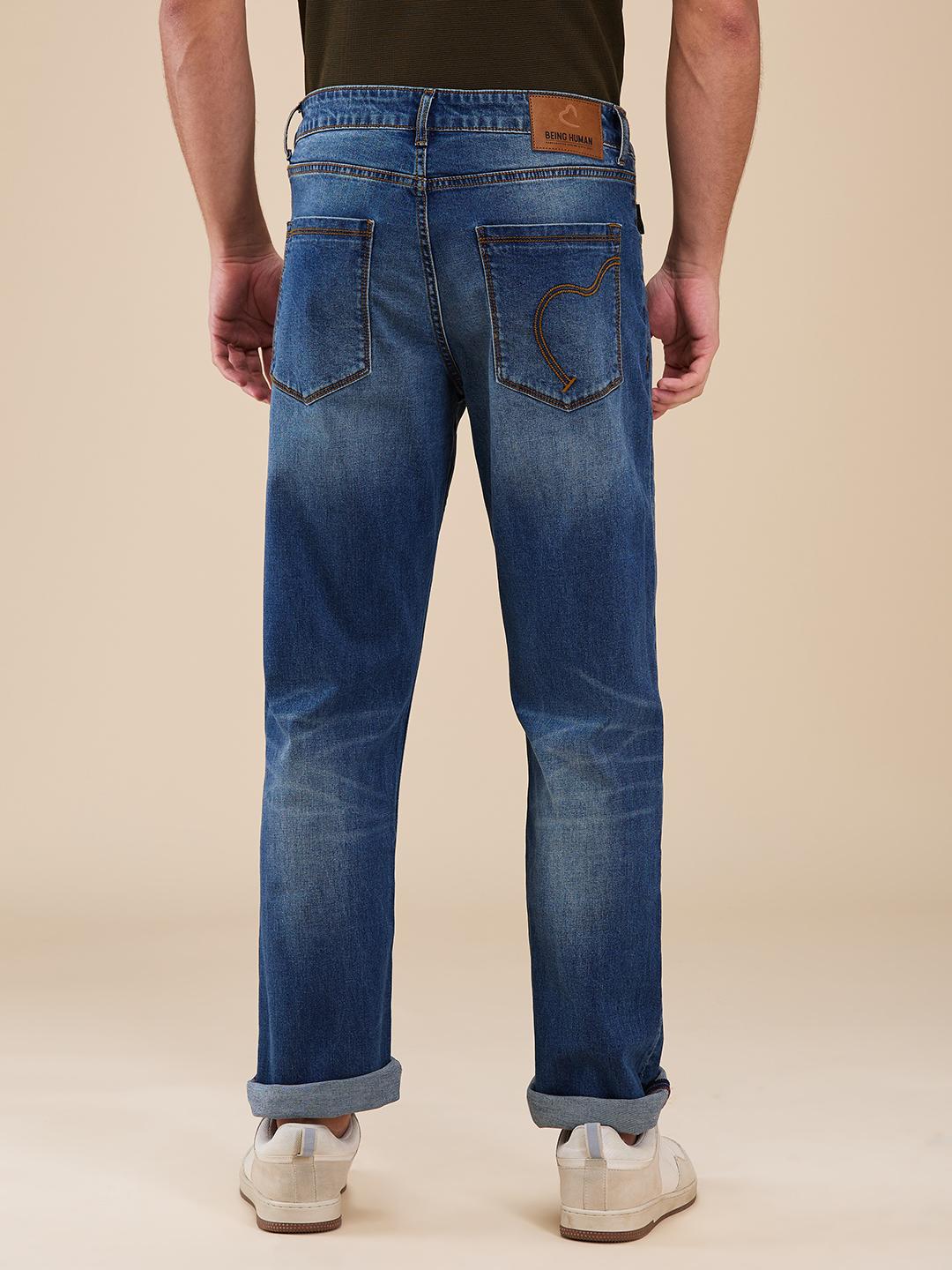 Blue Boot Cut Fit Denims For Men By Being Human Clothing