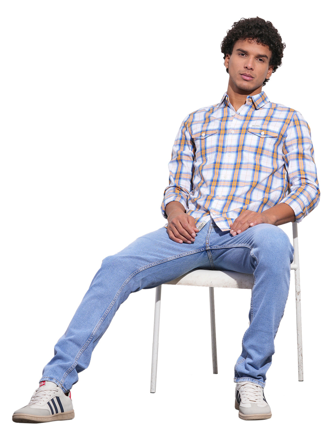 Yellow Regular Fit Regular Collar Men's Shirt by Being Human Clothing