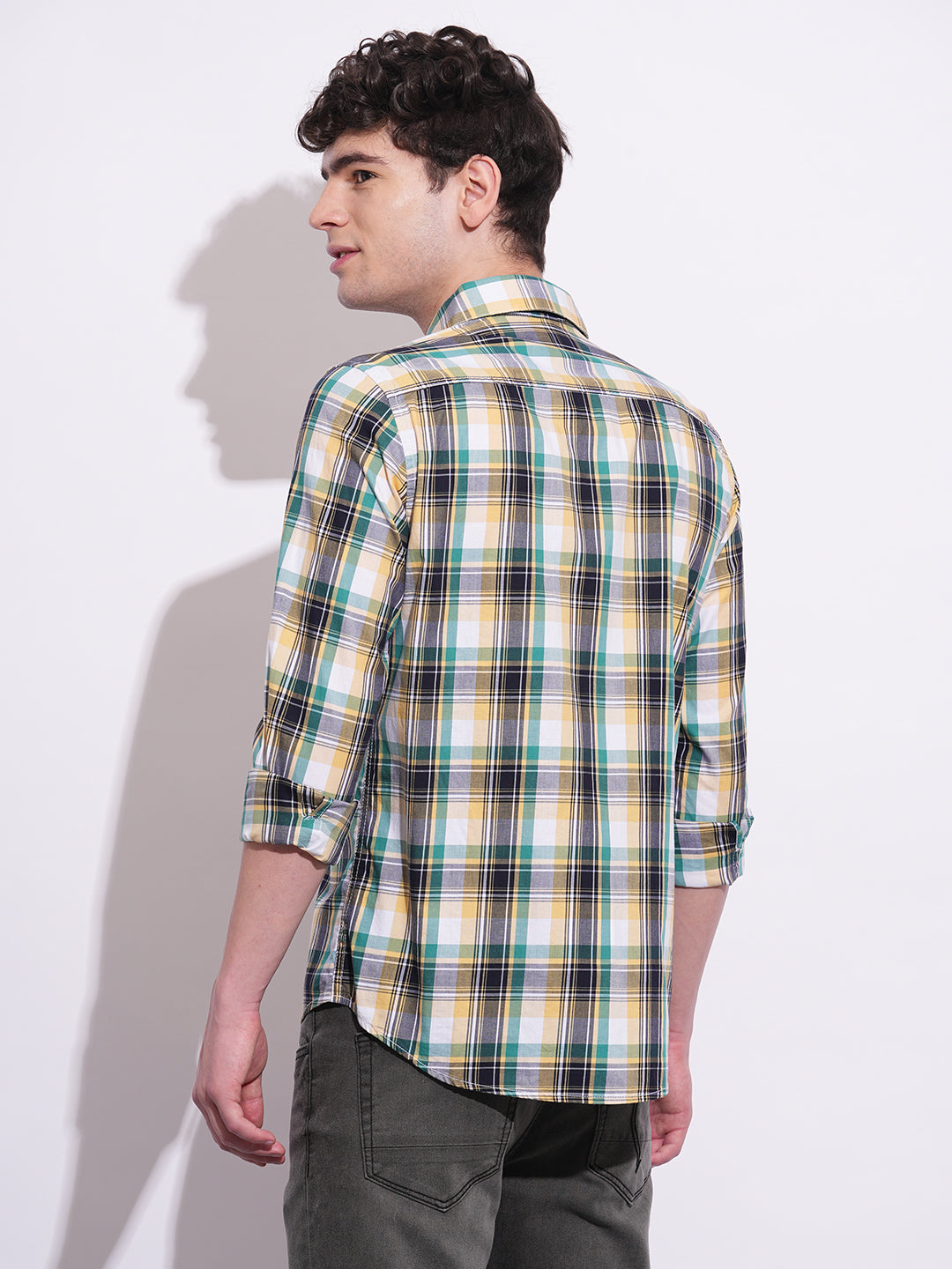 Yellow Regular Fit Regular Collar Men's Shirt by Being Human Clothing