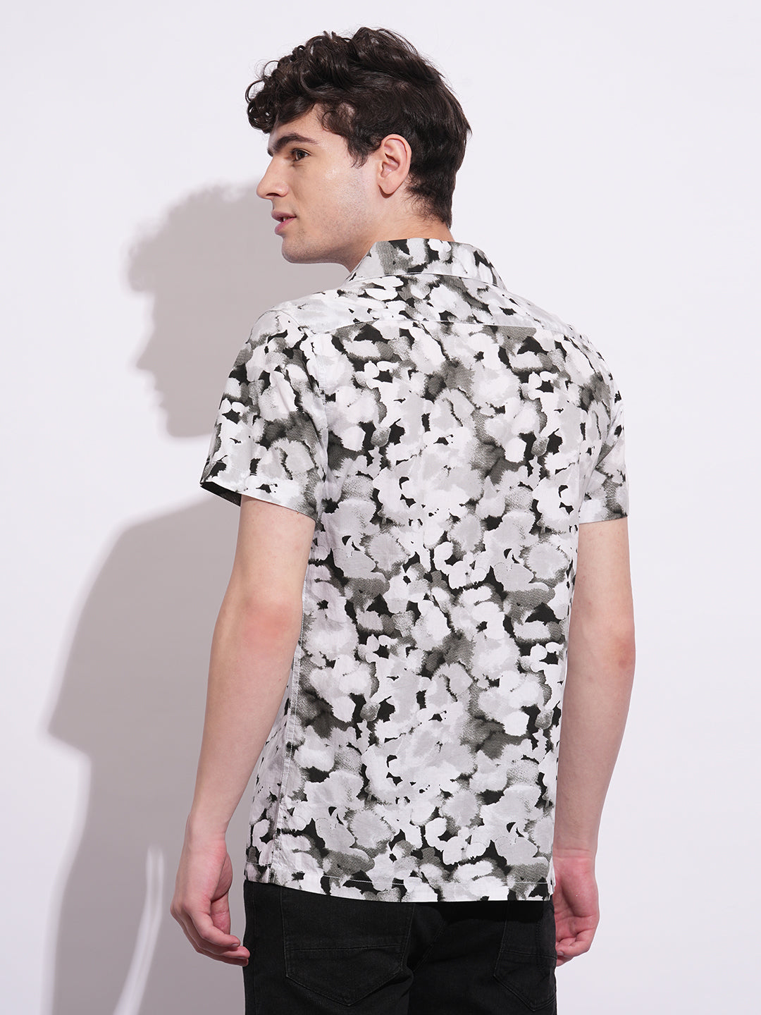 Black Regular Fit Regular Collar Men's Shirt by Being Human Clothing