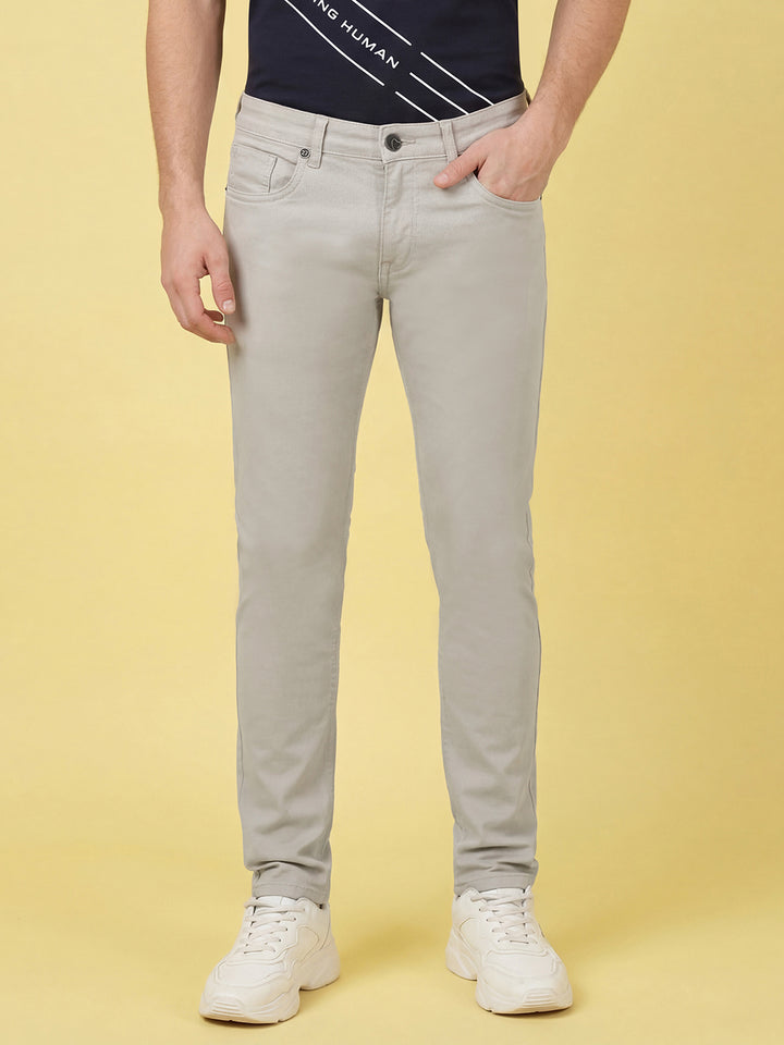 Light Grey Skinny Fit Men's Mid Rise Jeans Â 