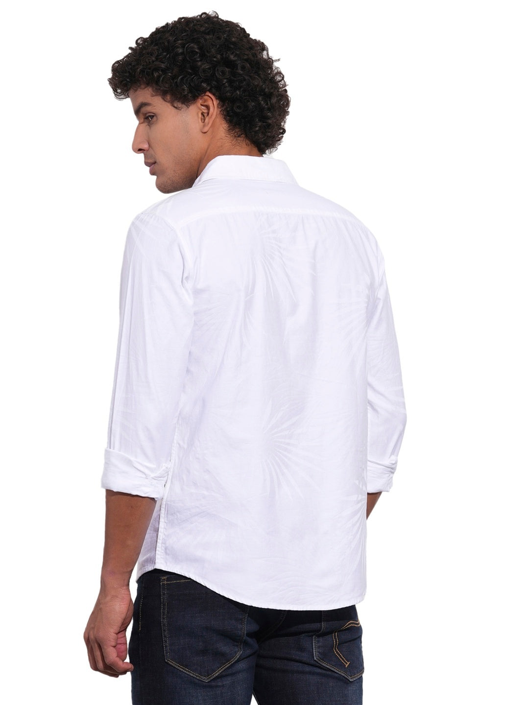 White Regular Fit Regular Collar Men's Shirt by Being Human Clothing