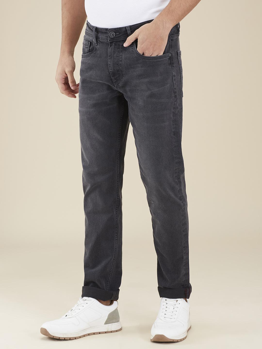 Grey Slim Fit Denims For Men By Being Human Clothing