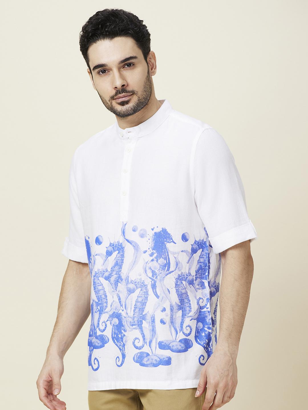 White Regular Fit Regular Collar Men's Shirt by Being Human Clothing